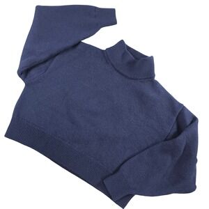 Wilfred Free Aritzia Womens Medium Navy Blue Wool‎ Mock Neck Cropped Sweater